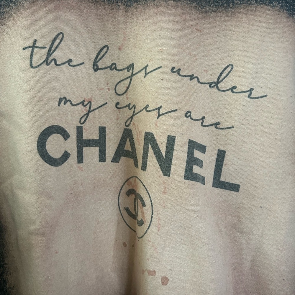 Gildan Grey and Pink Chanel Logo Sweater - Picture 2 of 4